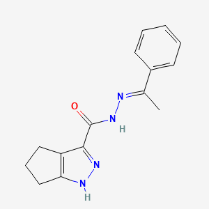 molecular formula C15H16N4O B11988891 1,4,5,6-4H-Cyclopentapyrazole-3-carboxylic acid (1-phenyl-ethylidene)-hydrazide 