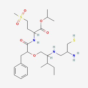 molecular formula C26H45N3O6S2 B1198890 Propan-2-yl 2-[[2-[2-[(2-amino-3-sulfanylpropyl)amino]-3-methylpentoxy]-3-phenylpropanoyl]amino]-4-methylsulfonylbutanoate 