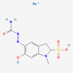 molecular formula C10H12N4NaO5S B11988906 1H-Indole-2-sulfonic acid,5-[(aminocarbonyl)hydrazono]-2,3,5,6-tetrahydro-1-methyl-6-oxo-,monosodium salt 