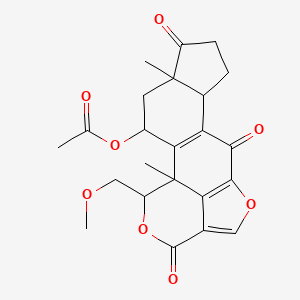 molecular formula C23H24O8 B1198893 [18-(甲氧基甲基)-1,5-二甲基-6,11,16-三氧代-13,17-二氧杂五环[10.6.1.02,10.05,9.015,19]十九烷-2(10),12(19),14-三烯-3-基]乙酸 