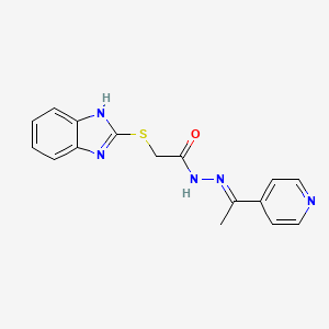 molecular formula C16H15N5OS B11988996 2-(1H-benzimidazol-2-ylsulfanyl)-N'-[(1E)-1-(pyridin-4-yl)ethylidene]acetohydrazide 