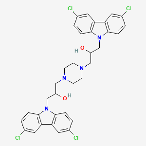 molecular formula C34H32Cl4N4O2 B11989088 3,3'-piperazine-1,4-diylbis[1-(3,6-dichloro-9H-carbazol-9-yl)propan-2-ol] 