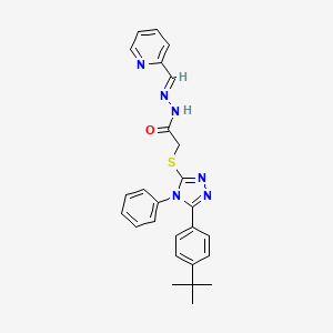 molecular formula C26H26N6OS B11989091 2-{[5-(4-Tert-butylphenyl)-4-phenyl-4H-1,2,4-triazol-3-YL]sulfanyl}-N'-[(E)-2-pyridinylmethylidene]acetohydrazide CAS No. 303107-28-0