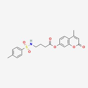 molecular formula C21H21NO6S B11989250 4-methyl-2-oxo-2H-chromen-7-yl 4-{[(4-methylphenyl)sulfonyl]amino}butanoate 