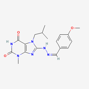 molecular formula C18H22N6O3 B11989390 7-Isobutyl-8-(N'-(4-meo-benzylidene)-hydrazino)-3-ME-3,7-2H-purine-2,6-dione 