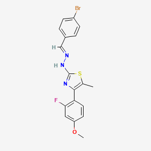 molecular formula C18H15BrFN3OS B11989458 4-Bromobenzaldehyde [4-(2-fluoro-4-methoxyphenyl)-5-methyl-1,3-thiazol-2-yl]hydrazone 