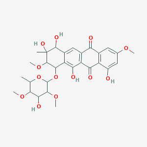 molecular formula C29H34O13 B1198947 4,6,9,10-tetrahydroxy-7-(4-hydroxy-3,5-dimethoxy-6-methyloxan-2-yl)oxy-2,8-dimethoxy-9-methyl-8,10-dihydro-7H-tetracene-5,12-dione CAS No. 75086-97-4