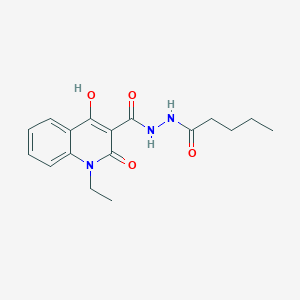 1-ethyl-4-hydroxy-2-oxo-N'-pentanoyl-1,2-dihydroquinoline-3-carbohydrazide