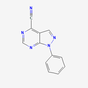 molecular formula C12H7N5 B1198952 1-Phenyl-1h-pyrazolo[3,4-d]pyrimidine-4-carbonitrile CAS No. 65143-08-0