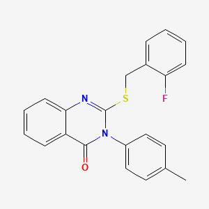 molecular formula C22H17FN2OS B11989606 2-((2-Fluorobenzyl)thio)-3-(4-methylphenyl)-4(3H)-quinazolinone 