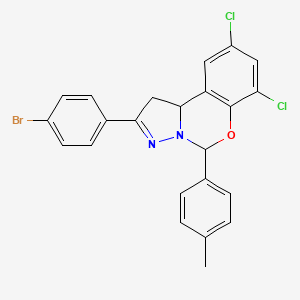 molecular formula C23H17BrCl2N2O B11989624 2-(4-Bromophenyl)-7,9-dichloro-5-(4-methylphenyl)-1,10b-dihydropyrazolo[1,5-c][1,3]benzoxazine CAS No. 302914-06-3