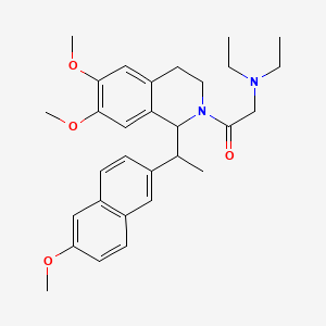 molecular formula C30H38N2O4 B1198967 1-[1-(6-Methoxy-2-naphthyl)ethyl]-2-[(diethylamino)acetyl]-6,7-dimethoxy-1,2,3,4-tetrahydroisoquinoline CAS No. 132836-34-1