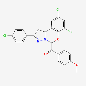 [7,9-Dichloro-2-(4-chlorophenyl)-1,10B-dihydropyrazolo[1,5-C][1,3]benzoxazin-5-YL](4-methoxyphenyl)methanone