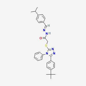 molecular formula C30H33N5OS B11989740 2-{[5-(4-tert-butylphenyl)-4-phenyl-4H-1,2,4-triazol-3-yl]sulfanyl}-N'-{(E)-[4-(propan-2-yl)phenyl]methylidene}acetohydrazide 