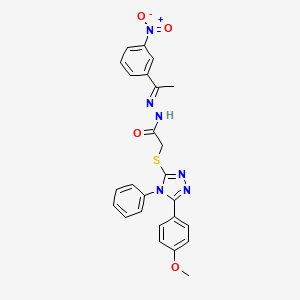 2-{[5-(4-methoxyphenyl)-4-phenyl-4H-1,2,4-triazol-3-yl]sulfanyl}-N'-[(1E)-1-(3-nitrophenyl)ethylidene]acetohydrazide