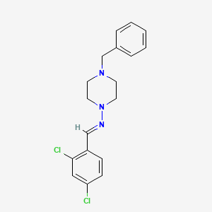 molecular formula C18H19Cl2N3 B11989894 4-benzyl-N-[(E)-(2,4-dichlorophenyl)methylidene]-1-piperazinamine 