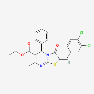 ethyl (2E)-2-(3,4-dichlorobenzylidene)-7-methyl-3-oxo-5-phenyl-2,3-dihydro-5H-[1,3]thiazolo[3,2-a]pyrimidine-6-carboxylate