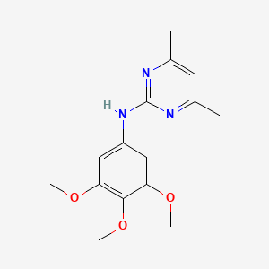 molecular formula C15H19N3O3 B1198994 4,6-Dimethyl-1-amino-3,4,5-trimethoxyphenylpyrimidine CAS No. 60218-40-8