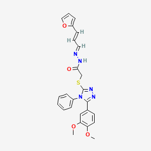 molecular formula C25H23N5O4S B11990074 2-{[5-(3,4-dimethoxyphenyl)-4-phenyl-4H-1,2,4-triazol-3-yl]sulfanyl}-N'-[(1E,2E)-3-(furan-2-yl)prop-2-en-1-ylidene]acetohydrazide 