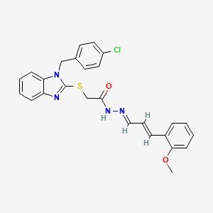 molecular formula C26H23ClN4O2S B11990131 2-{[1-(4-Chlorobenzyl)-1H-benzimidazol-2-YL]sulfanyl}-N'-[(E,2E)-3-(2-methoxyphenyl)-2-propenylidene]acetohydrazide 