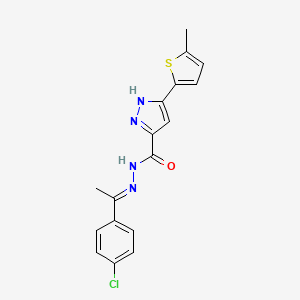 molecular formula C17H15ClN4OS B11990145 N'-[(1E)-1-(4-chlorophenyl)ethylidene]-3-(5-methylthiophen-2-yl)-1H-pyrazole-5-carbohydrazide 