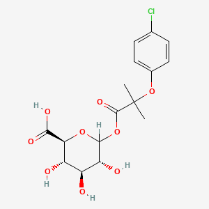 molecular formula C16H19ClO9 B1199016 (2S,3S,4S,5R)-6-[2-(4-chlorophenoxy)-2-methylpropanoyl]oxy-3,4,5-trihydroxyoxane-2-carboxylic acid CAS No. 80183-07-9