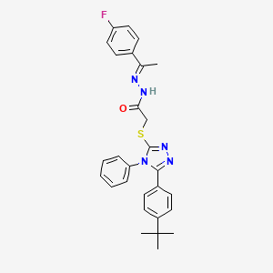 2-{[5-(4-tert-butylphenyl)-4-phenyl-4H-1,2,4-triazol-3-yl]sulfanyl}-N'-[(1E)-1-(4-fluorophenyl)ethylidene]acetohydrazide