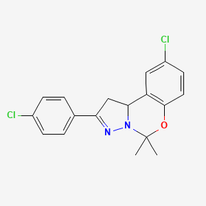 9-Chloro-2-(4-chlorophenyl)-5,5-dimethyl-1,10b-dihydropyrazolo[1,5-c][1,3]benzoxazine