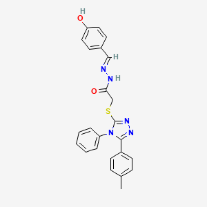 molecular formula C24H21N5O2S B11990225 N'-[(E)-(4-hydroxyphenyl)methylidene]-2-{[5-(4-methylphenyl)-4-phenyl-4H-1,2,4-triazol-3-yl]sulfanyl}acetohydrazide 