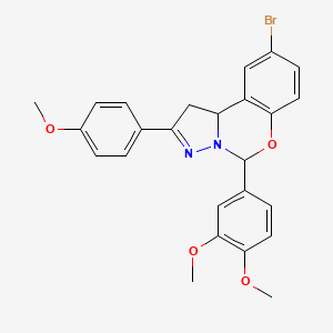 molecular formula C25H23BrN2O4 B11990239 9-Bromo-5-(3,4-dimethoxyphenyl)-2-(4-methoxyphenyl)-5,10b-dihydro-1H-benzo[e]pyrazolo[1,5-c][1,3]oxazine CAS No. 303060-94-8