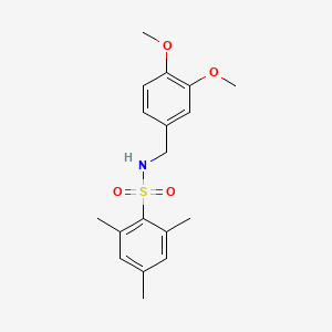 molecular formula C18H23NO4S B11990277 N-[(3,4-dimethoxyphenyl)methyl]-2,4,6-trimethylbenzene-1-sulfonamide 