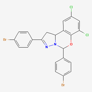 molecular formula C22H14Br2Cl2N2O B11990291 2,5-Bis(4-bromophenyl)-7,9-dichloro-1,10b-dihydropyrazolo[1,5-c][1,3]benzoxazine CAS No. 302914-02-9