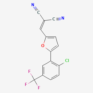 molecular formula C15H6ClF3N2O B11990299 2-({5-[2-Chloro-5-(trifluoromethyl)phenyl]-2-furyl}methylene)malononitrile CAS No. 259196-42-4