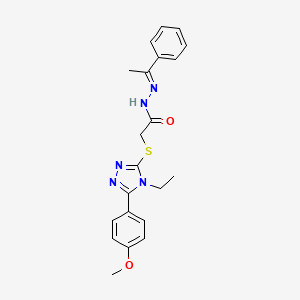 2-{[4-ethyl-5-(4-methoxyphenyl)-4H-1,2,4-triazol-3-yl]sulfanyl}-N'-[(1E)-1-phenylethylidene]acetohydrazide