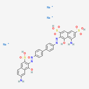 molecular formula C32H24N6Na3O11S3 B11990405 trisodium 5-amino-3-((E)-{4'-[(E)-(7-amino-1-hydroxy-3-sulfonato-2-naphthyl)diazenyl][1,1'-biphenyl]-4-yl}diazenyl)-4-hydroxy-2,7-naphthalenedisulfonate 