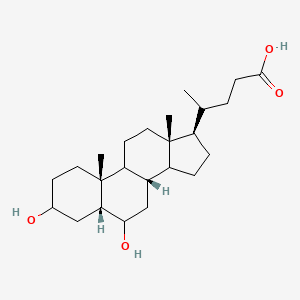 molecular formula C24H40O4 B1199043 4-[(5R,8S,10R,13R,17R)-3,6-dihydroxy-10,13-dimethyl-2,3,4,5,6,7,8,9,11,12,14,15,16,17-tetradecahydro-1H-cyclopenta[a]phenanthren-17-yl]pentanoic acid 
