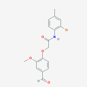 molecular formula C17H16BrNO4 B11990530 N-(2-bromo-4-methylphenyl)-2-(4-formyl-2-methoxyphenoxy)acetamide 