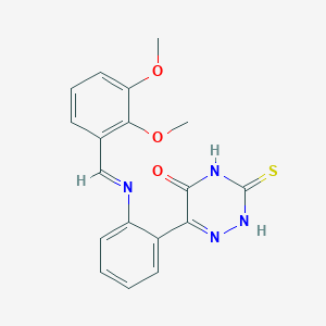 molecular formula C18H16N4O3S B11990538 6-(2-((2,3-Dimethoxybenzylidene)amino)phenyl)-3-thioxo-3,4-dihydro-1,2,4-triazin-5(2H)-one CAS No. 303095-21-8