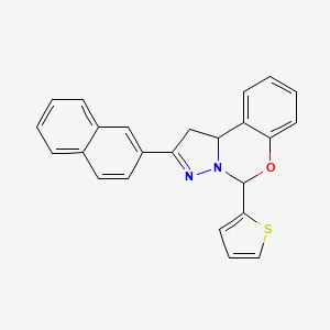 molecular formula C24H18N2OS B11990547 2-(2-Naphthyl)-5-(2-thienyl)-1,10b-dihydropyrazolo[1,5-c][1,3]benzoxazine CAS No. 303060-62-0