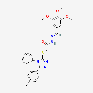 2-{[5-(4-methylphenyl)-4-phenyl-4H-1,2,4-triazol-3-yl]sulfanyl}-N'-[(E)-(3,4,5-trimethoxyphenyl)methylidene]acetohydrazide