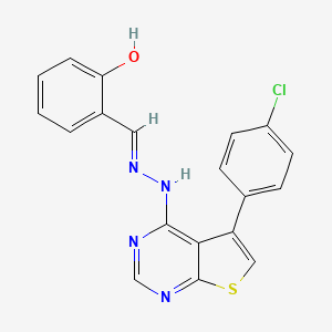 2-[(E)-{2-[5-(4-chlorophenyl)thieno[2,3-d]pyrimidin-4-yl]hydrazinylidene}methyl]phenol