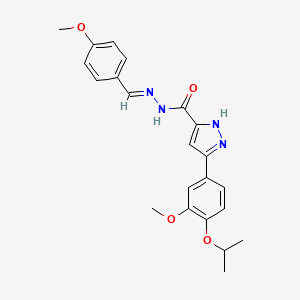 molecular formula C22H24N4O4 B11990586 3-(4-Isopropoxy-3-meo-PH)-N'-(4-methoxybenzylidene)-1H-pyrazole-5-carbohydrazide 