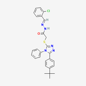 molecular formula C27H26ClN5OS B11990620 2-{[5-(4-tert-butylphenyl)-4-phenyl-4H-1,2,4-triazol-3-yl]sulfanyl}-N'-[(E)-(2-chlorophenyl)methylidene]acetohydrazide 