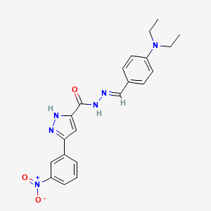 molecular formula C21H22N6O3 B11990639 N'-(4-(Diethylamino)benzylidene)-3-(3-nitrophenyl)-1H-pyrazole-5-carbohydrazide CAS No. 302918-45-2