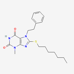 8-(heptylsulfanyl)-3-methyl-7-(2-phenylethyl)-3,7-dihydro-1H-purine-2,6-dione