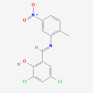 2,4-Dichloro-6-((2-methyl-5-nitro-phenylimino)-methyl)-phenol