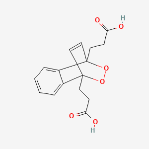molecular formula C16H16O6 B1199079 3-[8-(2-Carboxyethyl)-9,10-dioxatricyclo[6.2.2.02,7]dodeca-2,4,6,11-tetraen-1-yl]propanoic acid 