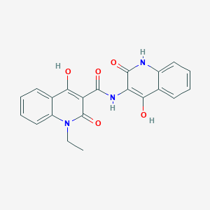 molecular formula C21H17N3O5 B11990848 1-ethyl-4-hydroxy-N-(4-hydroxy-2-oxo-1,2-dihydroquinolin-3-yl)-2-oxo-1,2-dihydroquinoline-3-carboxamide 