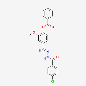 molecular formula C22H17ClN2O4 B11990901 4-(2-(4-Chlorobenzoyl)carbohydrazonoyl)-2-methoxyphenyl benzoate CAS No. 302910-15-2