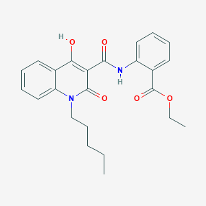 molecular formula C24H26N2O5 B11990905 Ethyl 2-{[(4-hydroxy-2-oxo-1-pentyl-1,2-dihydro-3-quinolinyl)carbonyl]amino}benzoate 